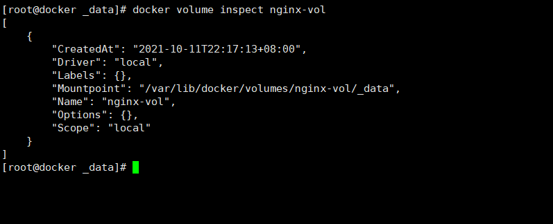 使用docker volume inspect